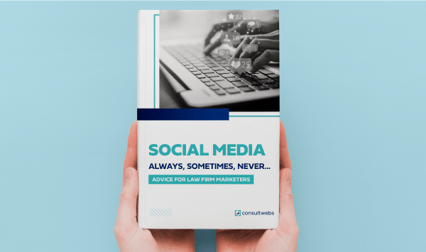 Book on Effective Social Media Strategies for Law Firm Partners against a blue background.