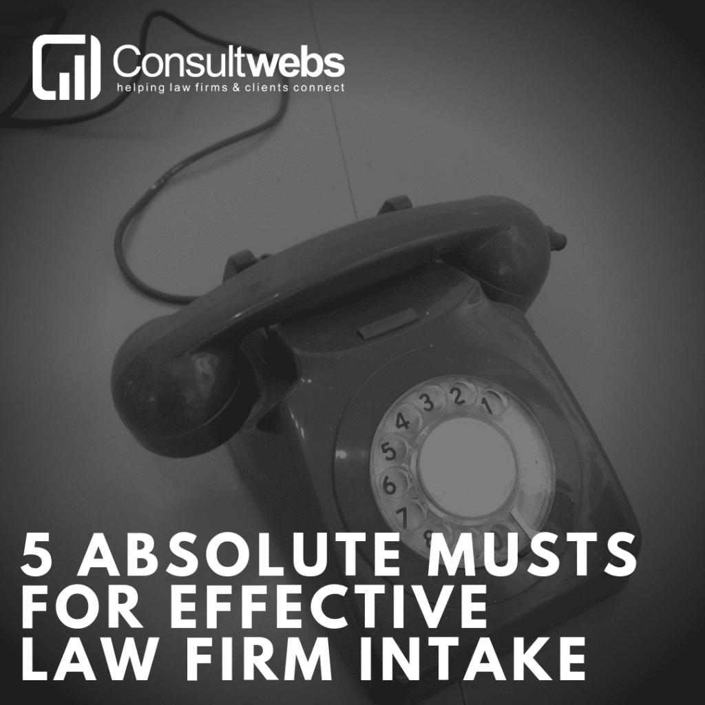 Infographic with five key tips for successful law firm intake, featuring icons and brief descriptions.