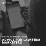 Professional in suit using smartphone, emphasizing strategic marketing for law firms.
