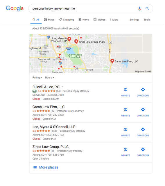 Local results in google