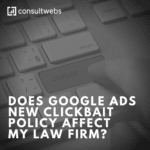 Grayscale image of a keyboard, highlighting google ads clickbait policys effect on law firms.