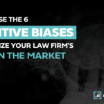 Banner on using cognitive biases to boost law firm market presence, featuring a brain graphic and consultwebs logo.