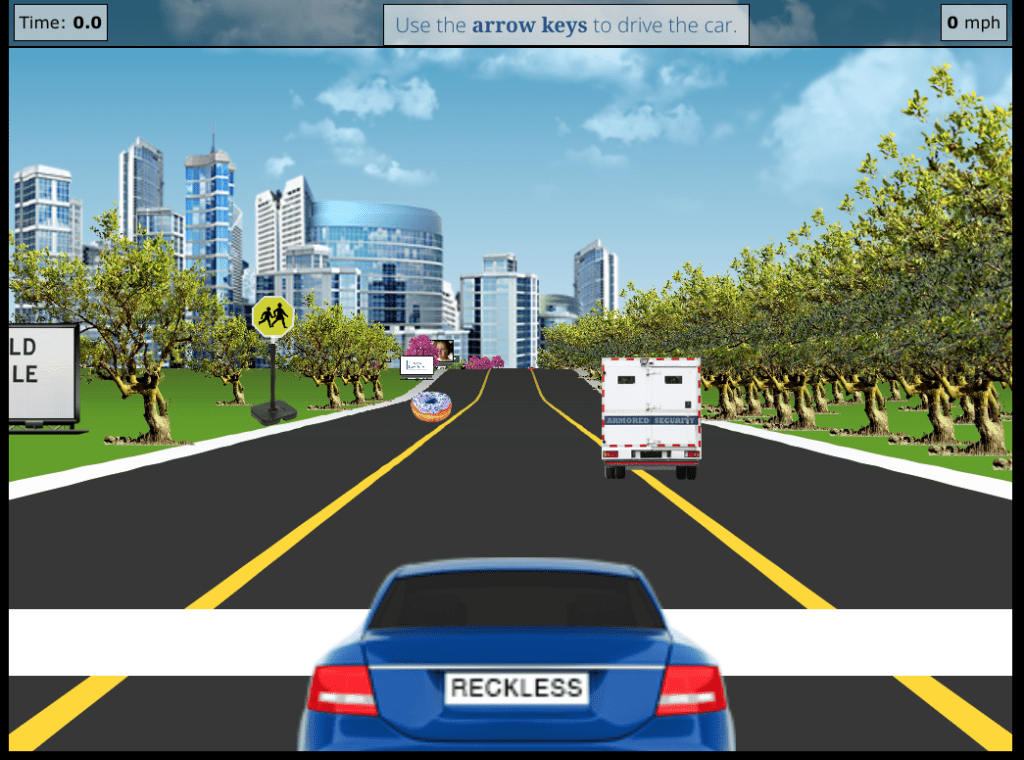 Distracted driving game creative asset