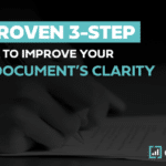 Enhance legal document clarity with our 3-step guide, featuring productive typing and consultwebs logo.
