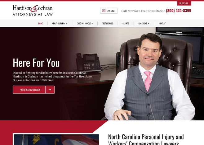 Hardison & Cochran website, professional attorney, legal services in NC.