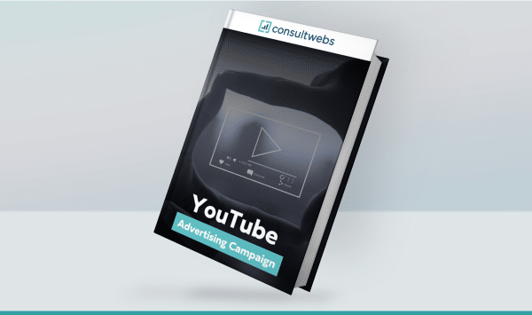 3D book on YouTube advertising strategies against a blue gradient background.