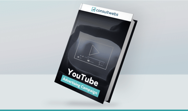 3d book on youtube advertising strategies against a blue gradient background.