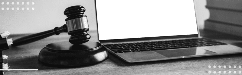 Gavel laptop legal desk