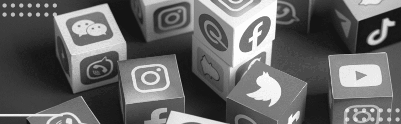 Social media icons cubes floating
