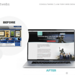 Consultwebs law firm redesign from cluttered to sleek, professional layout.