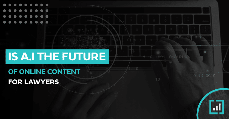 Exploring AIs impact on legal content creation in a modern, tech-themed graphic.