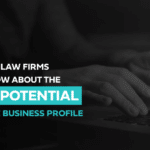 Promotional image highlighting the benefits of google business profiles for law firms with analytical icon.
