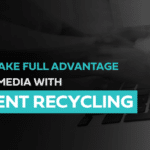 Maximize media impact with content recycling strategies on a sleek gradient background.