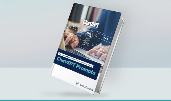 Booklet cover for ChatGPT Prompts Guide with typing hands photo, modern design.