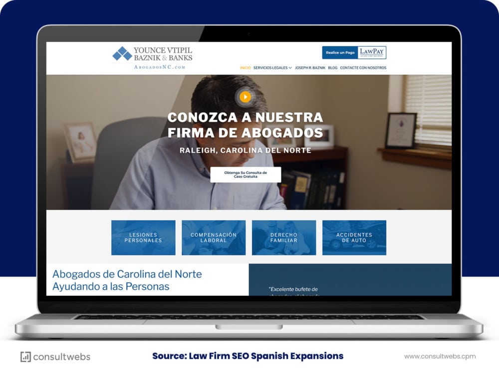 Infographic on Spanish SEO tips for law firms to increase visibility and attract Hispanic clients.