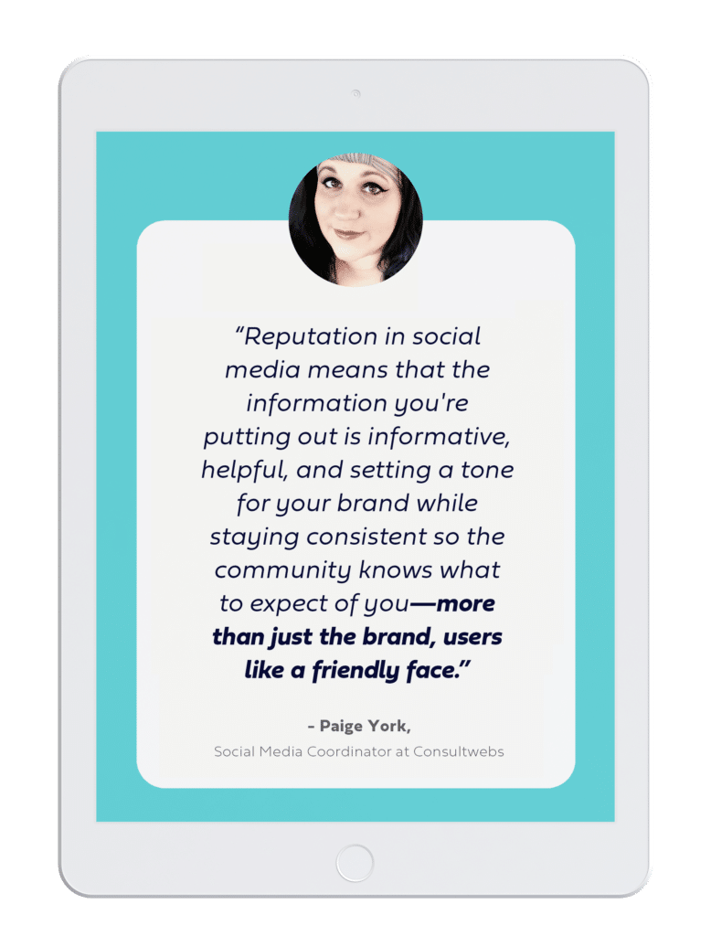 Tablet showing tips on social media reputation by CoreNetworks expert.