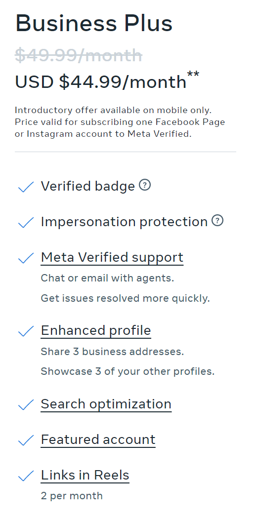 Meta Verified for businesses Plus