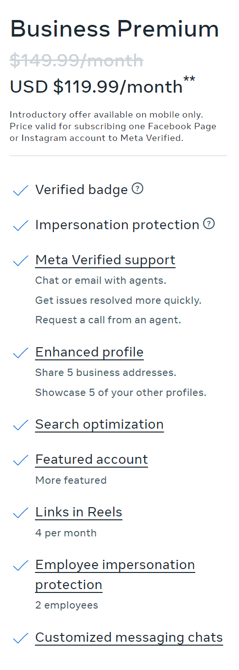 Meta Verified for businesses Premium