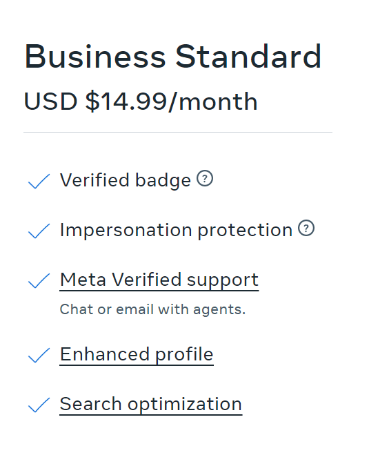 Meta Verified for businesses Standard