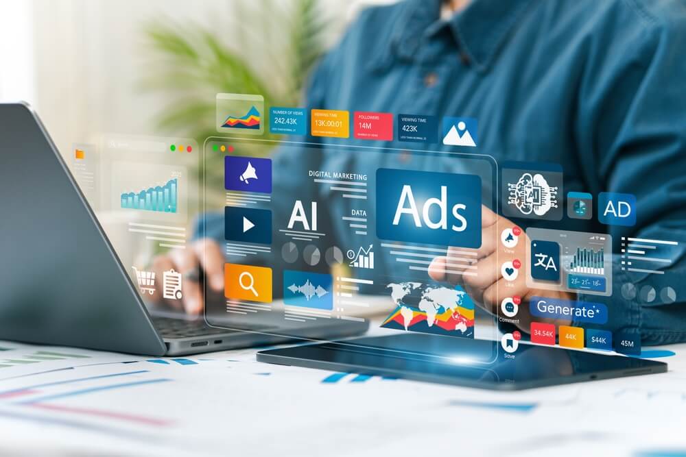 Online sales concept of digital marketing, ad, product ads, promotion of products or services through digital tools.
